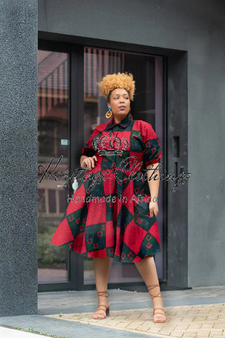 Jemila Red And Green Shirt Dress