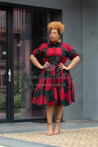 Jemila Red And Green Shirt Dress