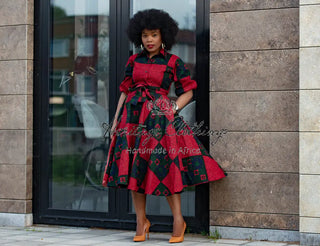 Jemila Red And Green Shirt Dress