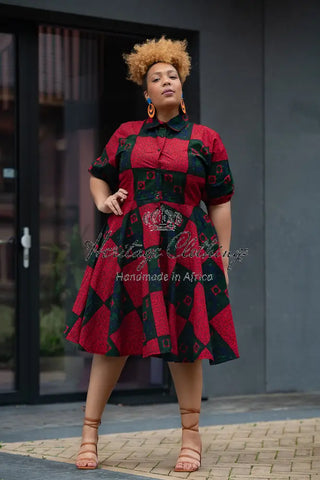 Jemila Red And Green Shirt Dress