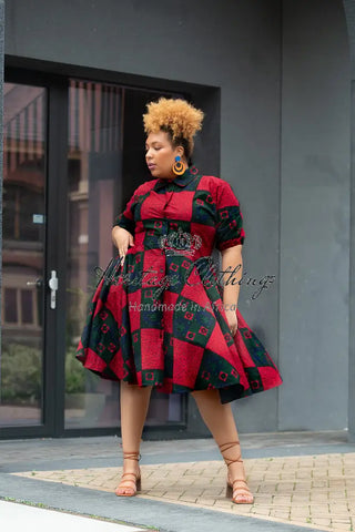 Jemila Red And Green Shirt Dress