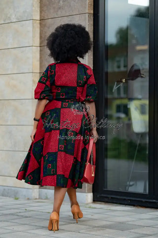 Jemila Red And Green Shirt Dress