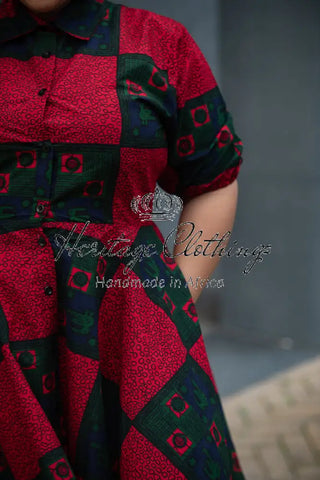 Jemila Red And Green Shirt Dress