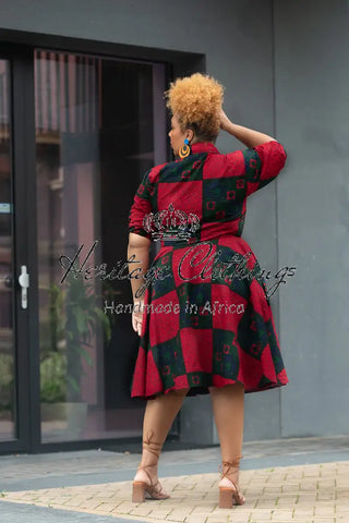 Jemila Red And Green Shirt Dress