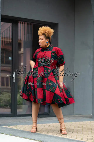 Jemila Red And Green Shirt Dress