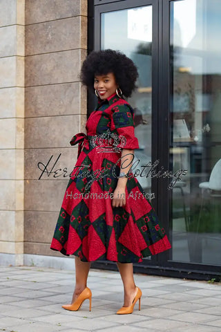 Jemila Red And Green Shirt Dress