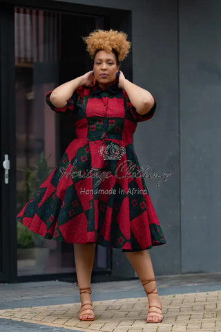 Jemila Red And Green Shirt Dress