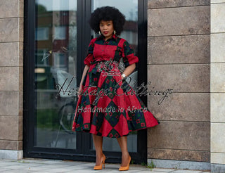 Jemila Red And Green Shirt Dress