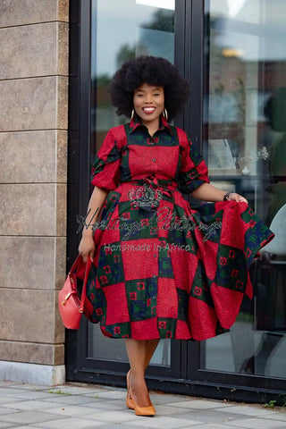 Jemila Red And Green Shirt Dress