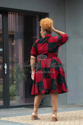 Jemila Red And Green Shirt Dress