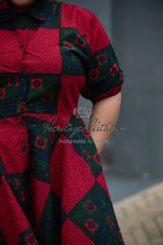 Jemila Red And Green Shirt Dress