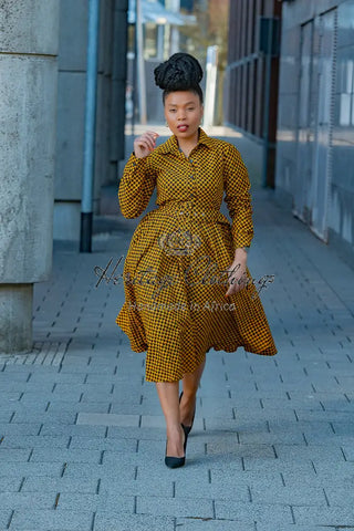 Julia Long Sleeve Midi Brown Dress Apparel & Accessories