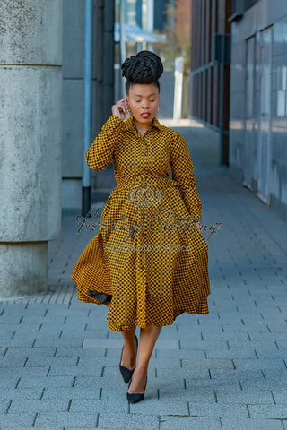 Julia Long Sleeve Midi Brown Dress Apparel & Accessories