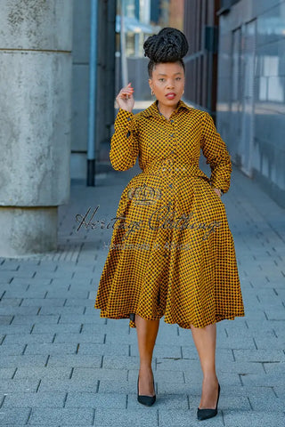 Julia Long Sleeve Midi Brown Dress Apparel & Accessories