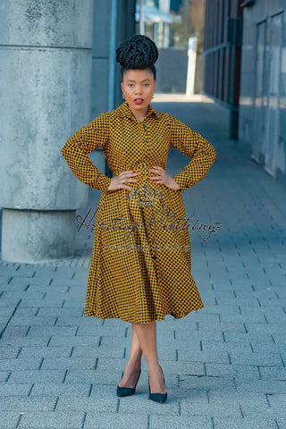 Julia Long Sleeve Midi Brown Dress Apparel & Accessories