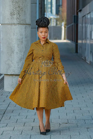 Julia Long Sleeve Midi Brown Dress Apparel & Accessories