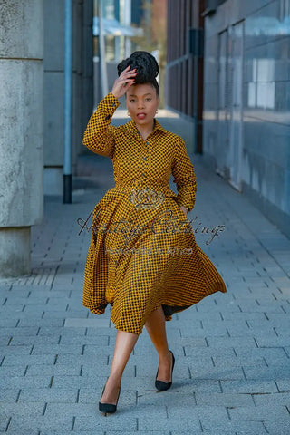 Julia Long Sleeve Midi Brown Dress Apparel & Accessories