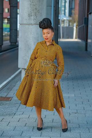 Julia Long Sleeve Midi Brown Dress Apparel & Accessories