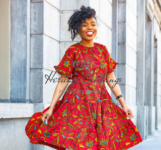 Mandisa Red Ruffle Midi Dress