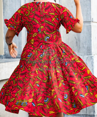 Mandisa Red Ruffle Midi Dress