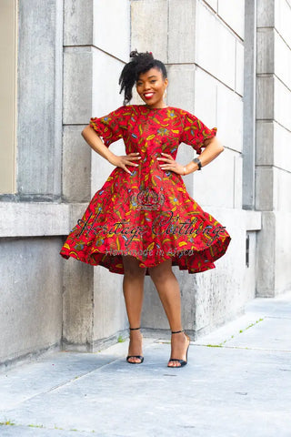 Mandisa Red Ruffle Midi Dress