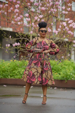 Mariama Pink And Brown Dress. Dresses