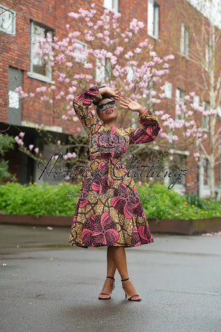 Mariama Pink And Brown Dress. Dresses