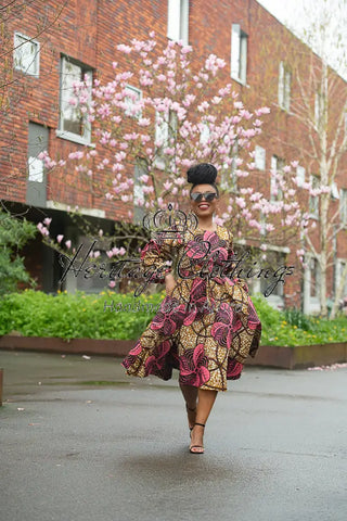 Mariama Pink And Brown Dress. Dresses