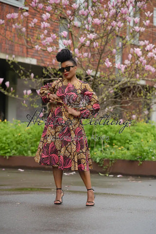 Mariama Pink And Brown Dress. Dresses