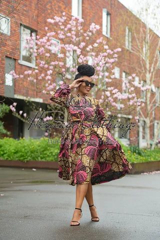 Mariama Pink And Brown Dress. Dresses