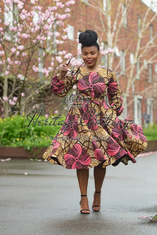 Mariama Pink And Brown Dress. Dresses