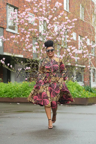 Mariama Pink And Brown Dress. Dresses