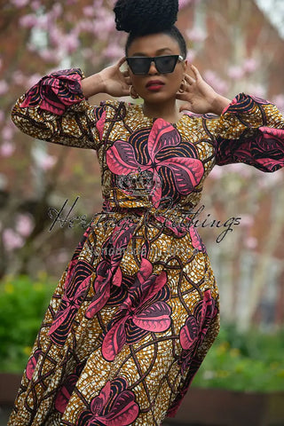 Mariama Pink And Brown Dress. Dresses