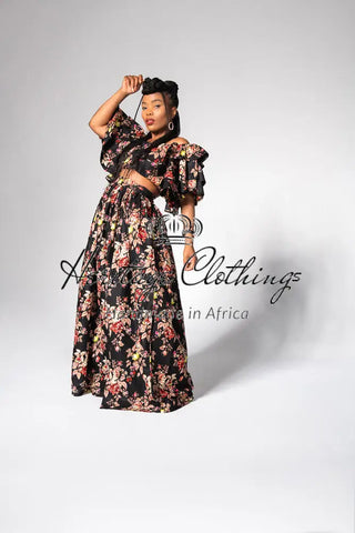 Moremi Black Floral Two Piece Set Women’s Dress