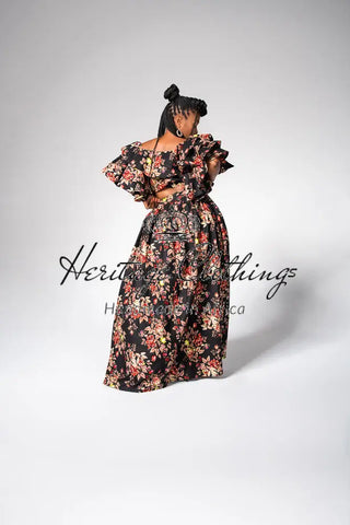 Moremi Black Floral Two Piece Set Women’s Dress