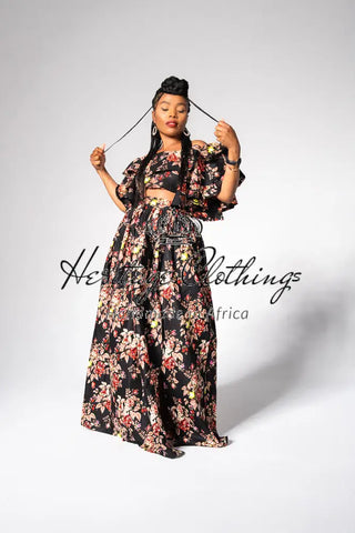 Moremi Black Floral Two Piece Set Women’s Dress