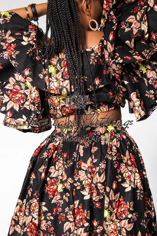 Moremi Black Floral Two Piece Set Women’s Dress