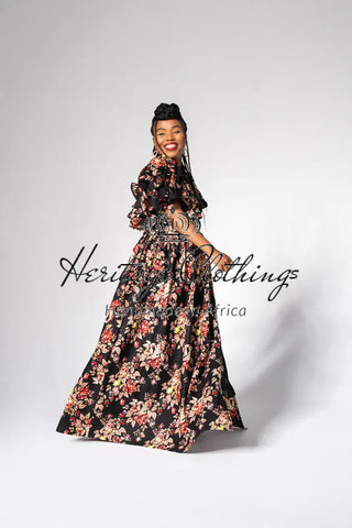 Moremi Black Floral Two Piece Set Women’s Dress