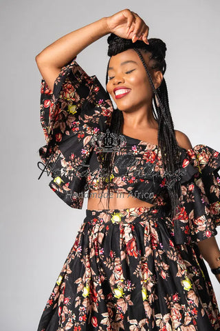 Moremi Black Floral Two Piece Set Women’s Dress