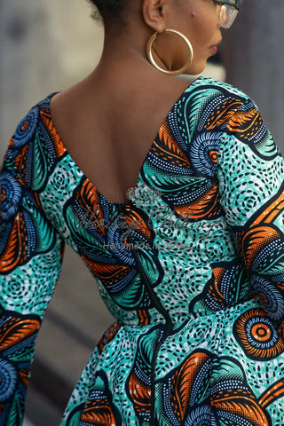 Moyo Blue And Orange Midaxi Dress