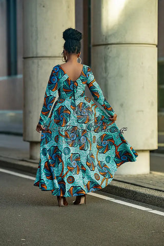 Moyo Blue And Orange Midaxi Dress