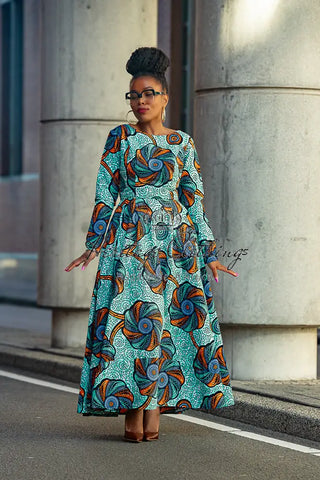 Moyo Blue And Orange Midaxi Dress