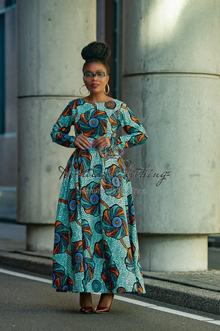 Moyo Blue And Orange Midaxi Dress