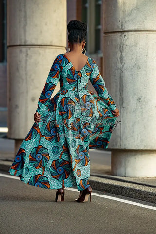 Moyo Blue And Orange Midaxi Dress