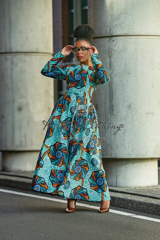 Moyo Blue And Orange Midaxi Dress