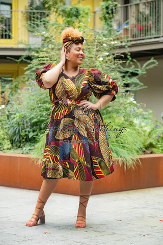 Nefertiti Brown Flare Dress