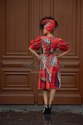 Nefertiti Red Flared Dress Dresses