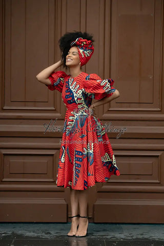 Nefertiti Red Flared Dress Dresses