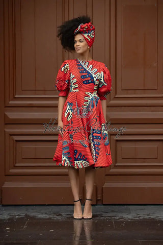 Nefertiti Red Flared Dress Dresses