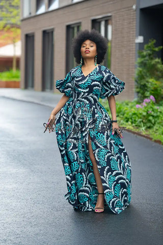 Nia Blue And Black Maxi Dress Dresses